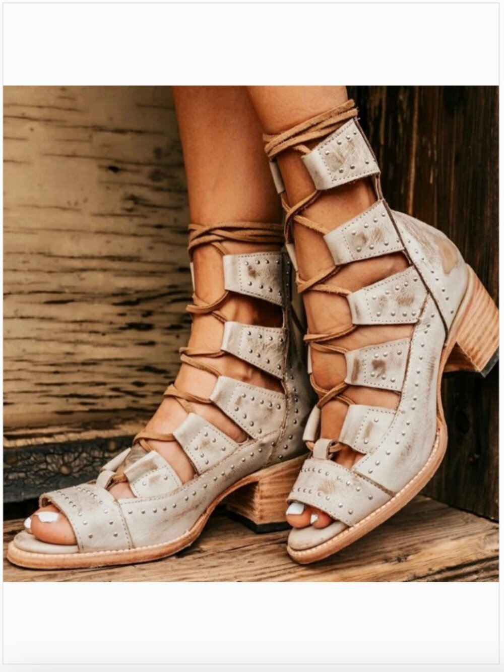 Freebird Hazel Gladiator Ice Sandals Studded Leather Western Boho Women's 10